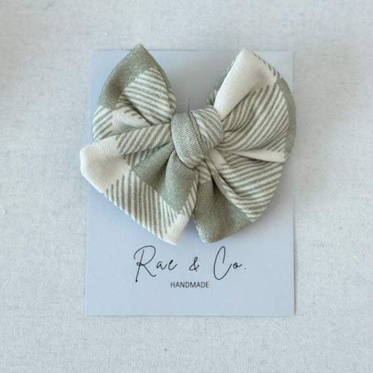 Sage Plaid Bow