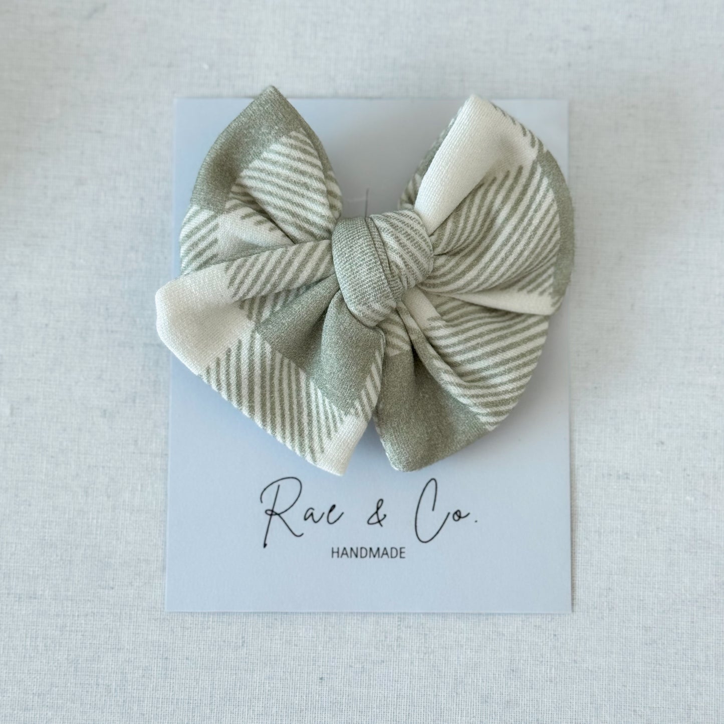 Sage Plaid Bow