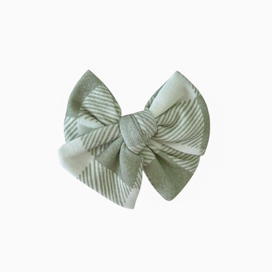 Sage Plaid Bow